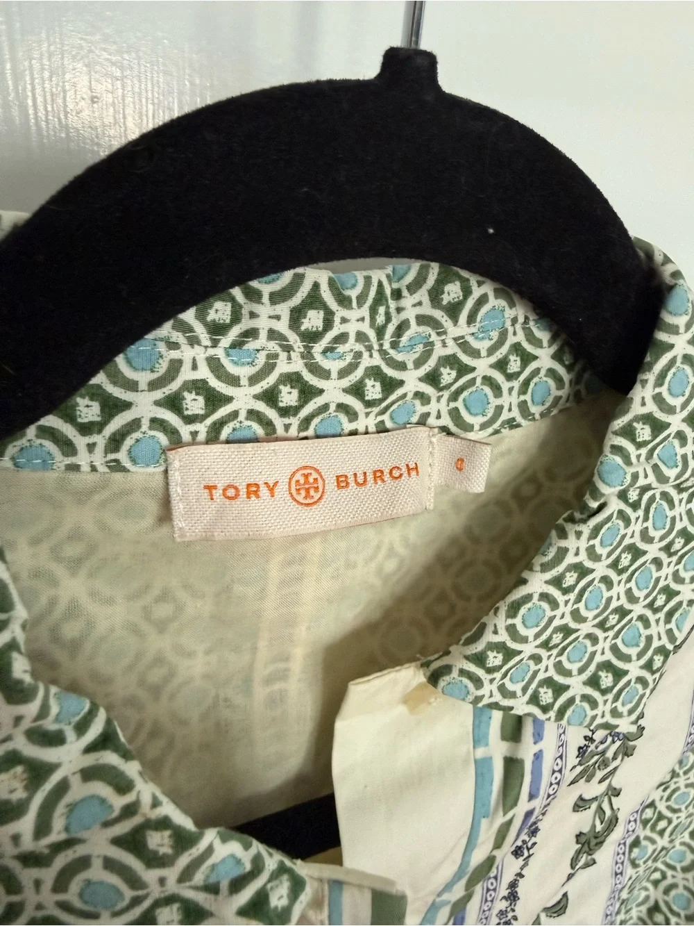 Gorgeous and rare Tory Burch White and Green Botanical Mini Dress